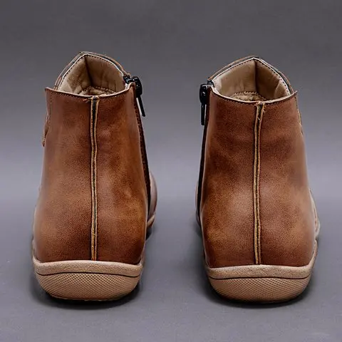 Women Walking Shoes Ankle Boots PU Leather Outdoor Sport Sneakers Soft Flat Woman Short Boots Ladies Slip-on Footwear Bota Mujer