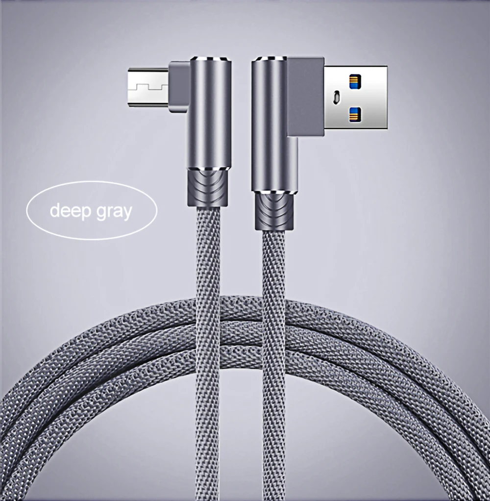 Micro USB кабель 2.0A Быстрый кабель синхронизации данных и зарядки для samsung huawei Xiaomi Andriod Micro USB 90 ° градусов кабели для мобильных телефонов