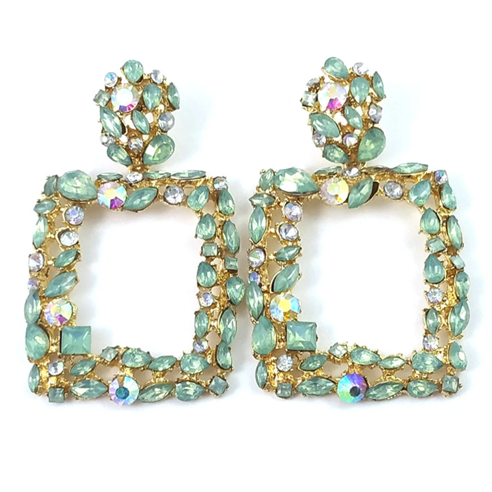 

Pendientes Limited Geometric Earrings Exaggerated Women New Retro-coloured Crystal Block Women's Bohemian Female Earring 2020