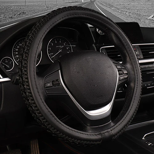 Black Автомобиль ледяной Шелковый крест цветок чехол рулевого колеса автомобиля для большинства рулевого колеса мягкий 37-38 см 14,"-15" Оплетка на руль - Название цвета: Black