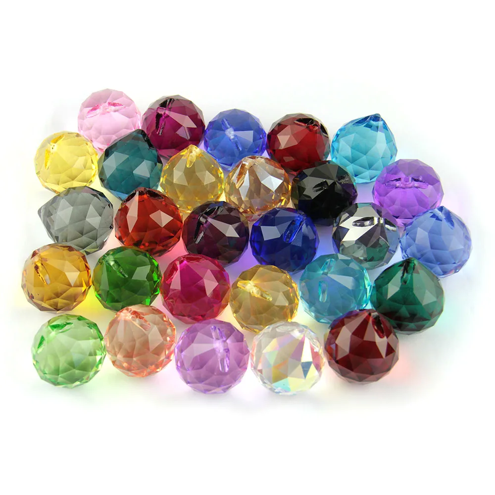 Colors K9 Crystal Hanging Ball 15mm/20mm/30mm/40mm Glass prism Feng Shui Faceted Balls Tree Wedding Parting Hotel Decoration