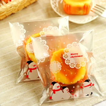 

Merry Christmas Bread Bags,Self-adhesive Plastic Bags 300PCS/LOT
