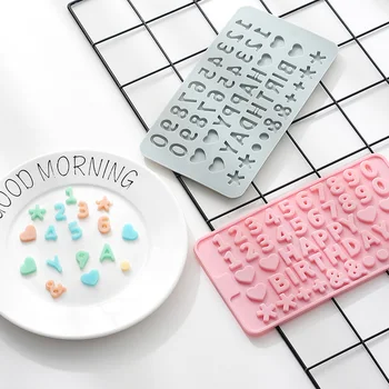 

Silicone mold Numbers English Letters Happy Birthday Fondant Mold Silicone Chocolate Molding Mold DIY cake decorating tools