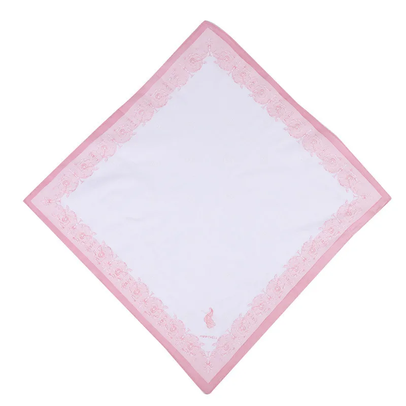6PCs Cotton Women's Handkerchief Pink Blue Printed Square Scarf Wedding Souvenirs  Cute Style Clothing Accessories  45X 45cm