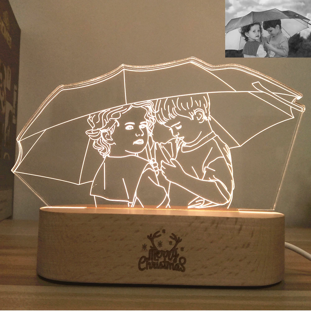 Дропшиппинг индивидуальный 3D Ночник светильник 3 цвета USB фото текст на заказ DIY