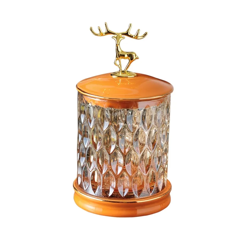 Glass & Porcelain Storage Tank With Lid Ceramic Nut Candy Snacks Organization Holder Tissue Box Ashtray Furnishing Orange 350ML | Дом и сад