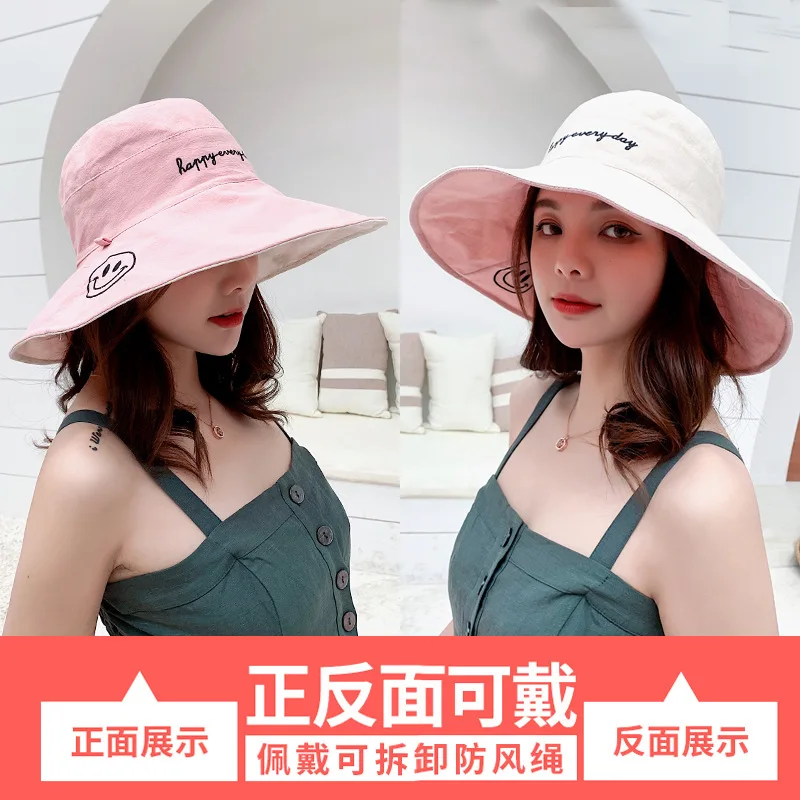 Summer double-sided fisherman's hat children Korean tide sun hat Joker sunscreen UV visor thin basin hats