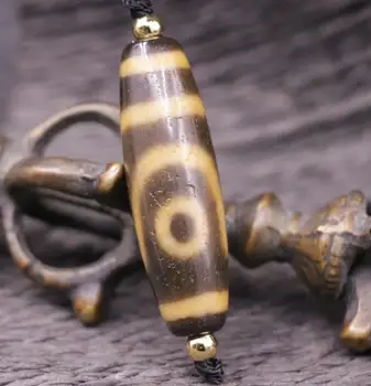 

Treasure Magic LKbrother Super Energy Tibetan Old Agate Ivory Color 2 Eye Cute dZi Bead Amulet F Bracelet