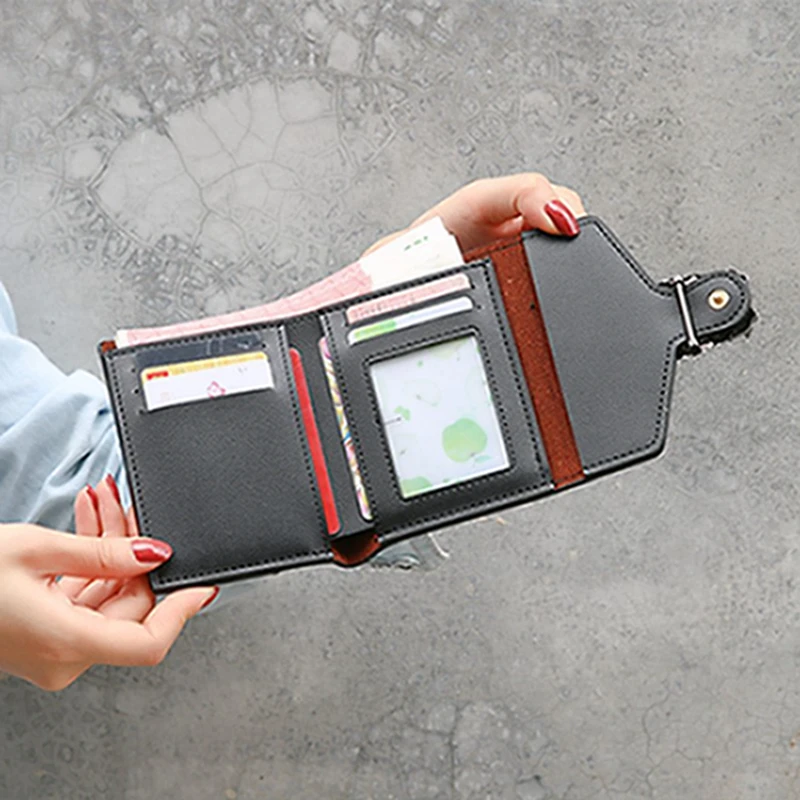 

2019 New Pure Small Wallet Female Short Korean Version of The Retro Retro Folding Coin Holder Wallet Fashion mini Wallet Purse