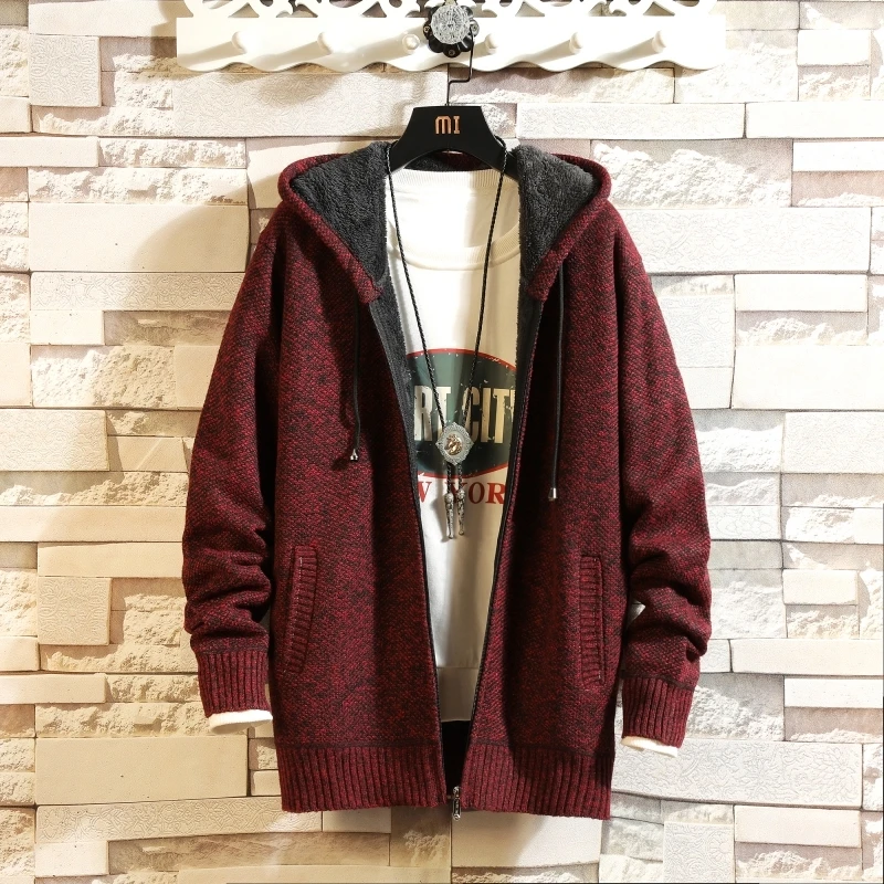 

Solid Color New Thick Fashion Brand Sweater For Mens Cardigan Knitwear Warm Autumn Japan Design Clothes Plus size M-3XL