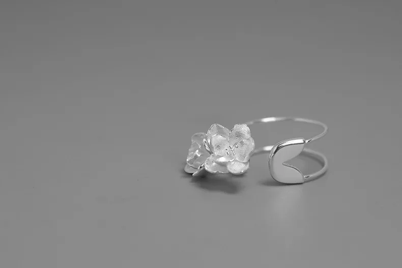 INATURE винтажное 925 пробы Серебряное жасминовое цветочное кольцо для женщин модное ювелирное изделие