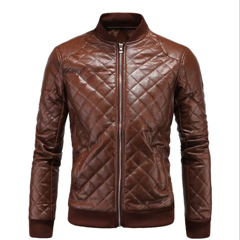 2022 Mens Fashion Faux Leather Jacket Winter Baseball Collar PU Jacket Men Anti-wind Motorcycle Jackets Coats M-3XL