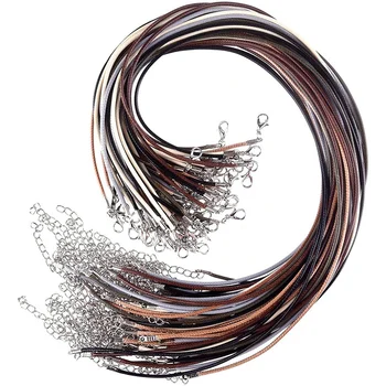 

60 Pcs Waxed Necklace Cord with Clasp 6 Assorted Colors 2mm Necklace