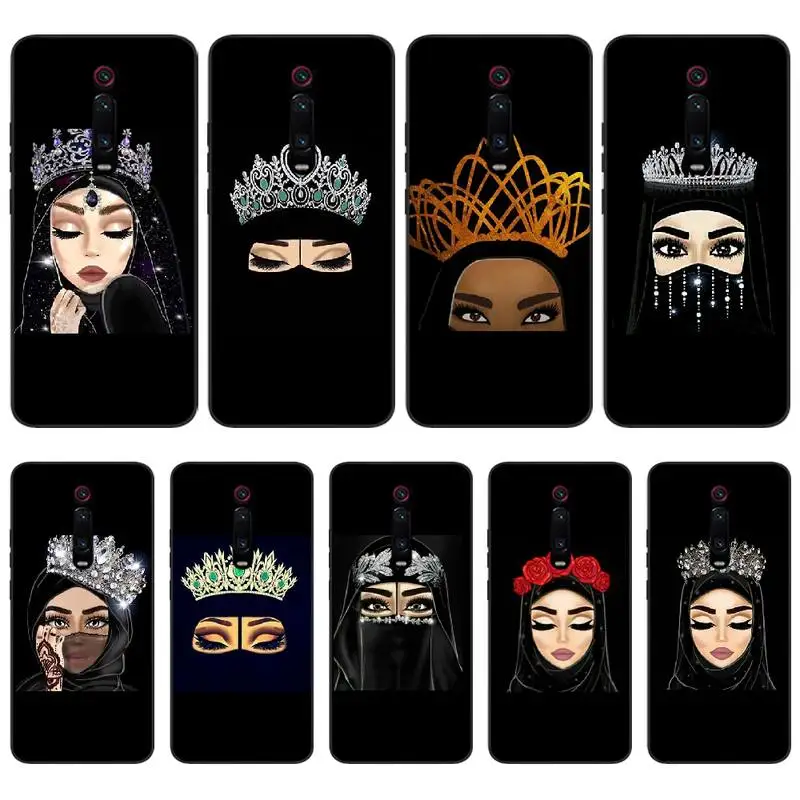 

LJHYDFCNB Arabic Hijab Girl TPU black Phone Case Cover Hull For Redmi K20 Note4 4X 5 5A 6 6PRO 7 8 8PRO Cover