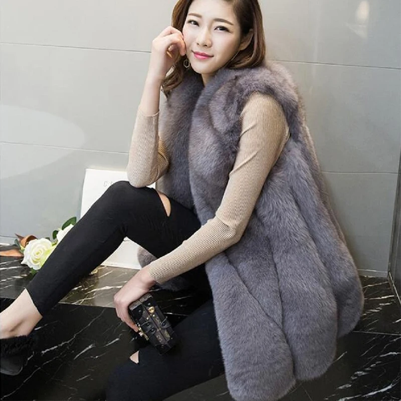 Fur Vest Coat Luxury Faux Fox Warm Women Coat Winter Fashion Women's Fur Coats Jacket Gilet Veste 4XL