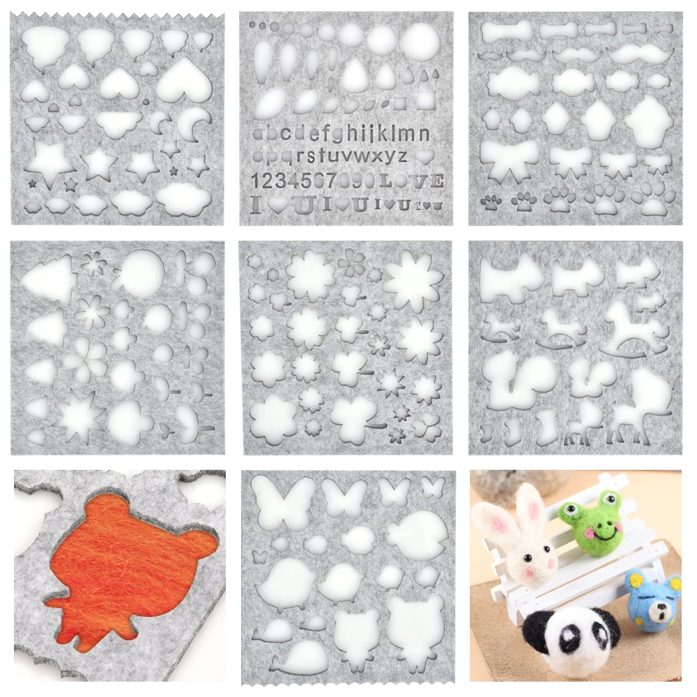 Beginner Creative Wool Felt Mold Needle Felting DIY Craft Stencil Applique Mold Stitch Felt Kit Pattern Needlework Mould Tool