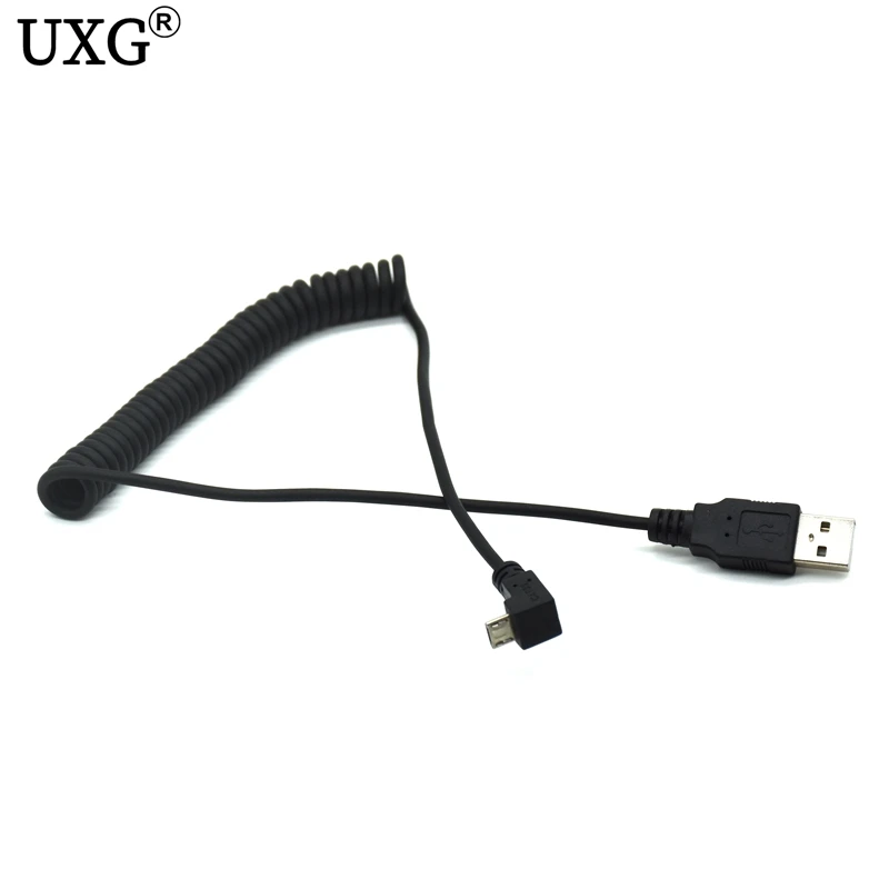 Угловой пружинный USB кабель 90 градусов для быстрой зарядки и передачи данных из