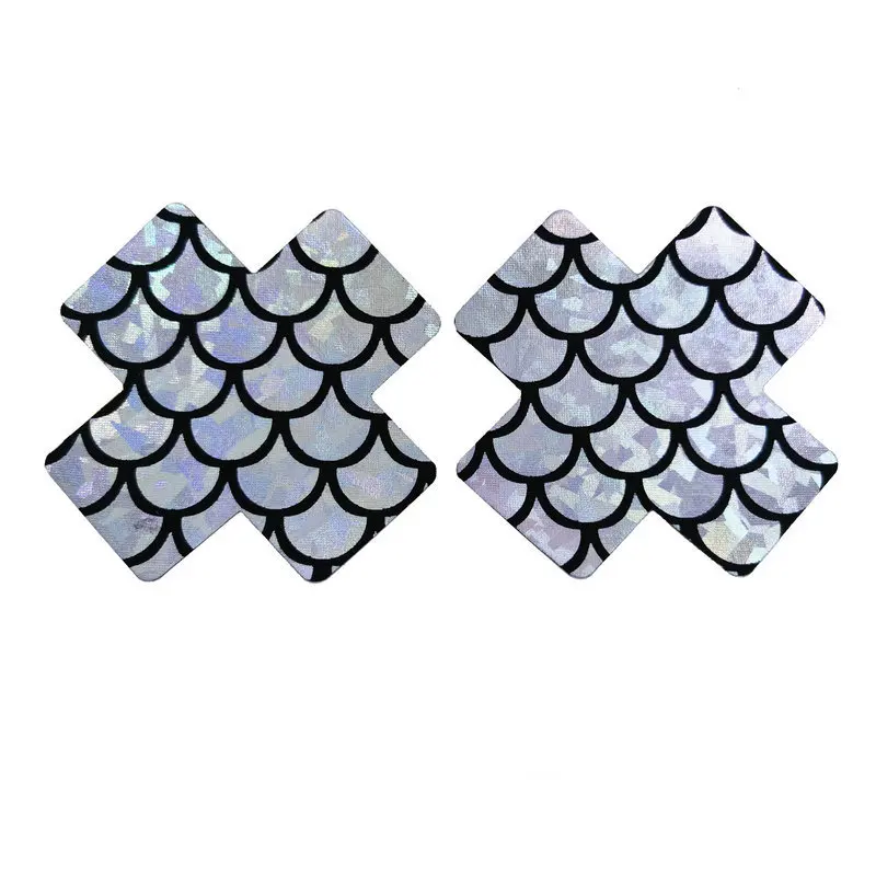 

NEW Ultra-thin Fish Scale Colors Chest Sticker 1 Pair (2 Pcs) Breast Pasties Nipple Cover Disposable Invisible Bra Adhesive