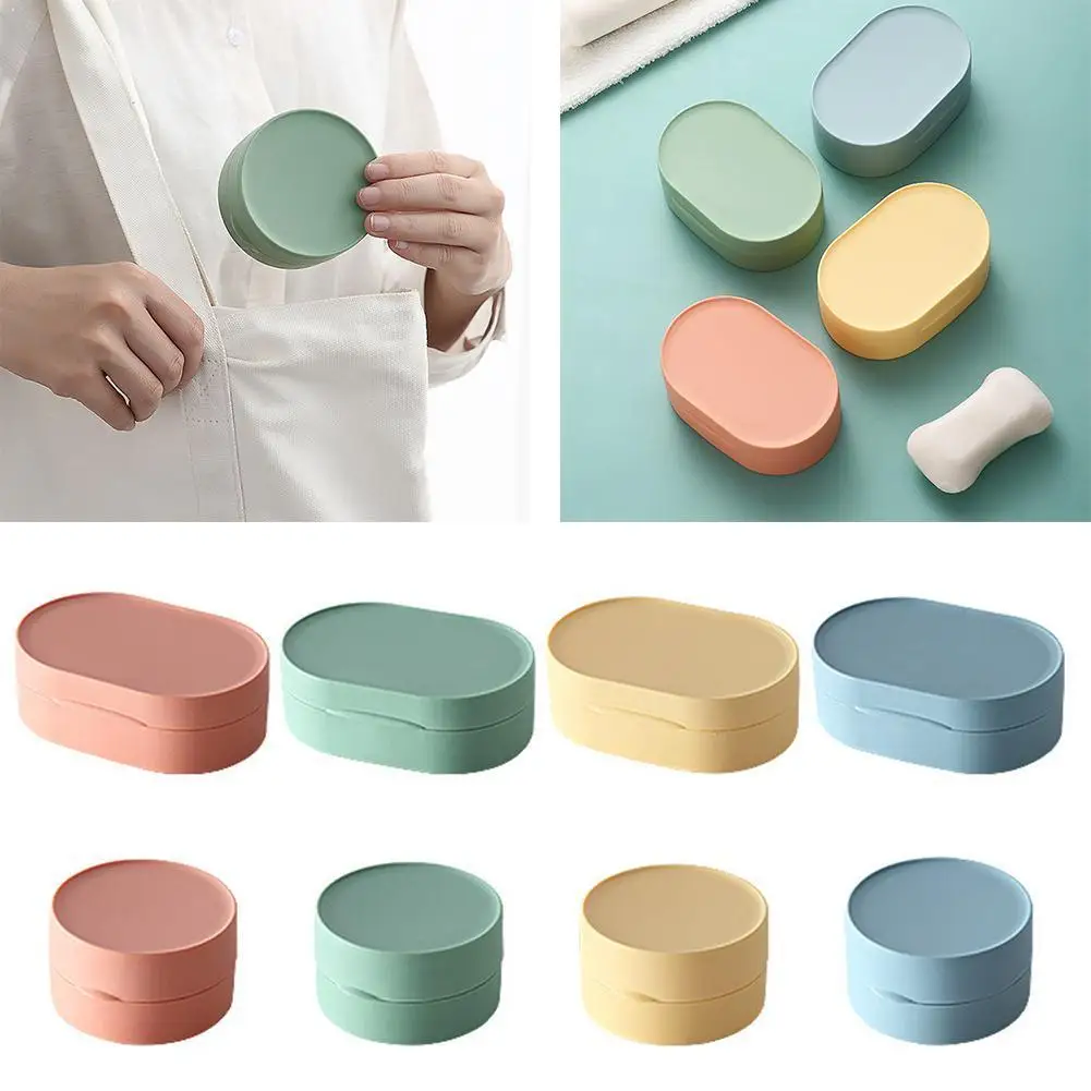 Jabonera sellada a prueba de agua, 4 colores con tapa, tamaño de viaje, jabón portátil, 2 esponjas, caja de baño, accesorio, soporte R9U7, 1 Uds.
