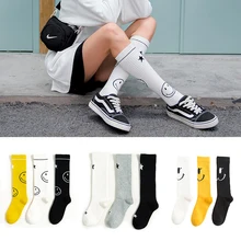 Популярные счастливые носки женские креативные узоры улыбающееся лицо пентаграмма Модные женские забавные носки для весны и лета