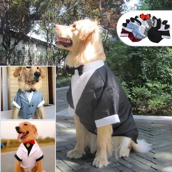 

Pet suit dress shirt Dog Cat Clothes Prince Wedding Suit Tuxedo Bow Tie Puppy Coat For Large Small Dog