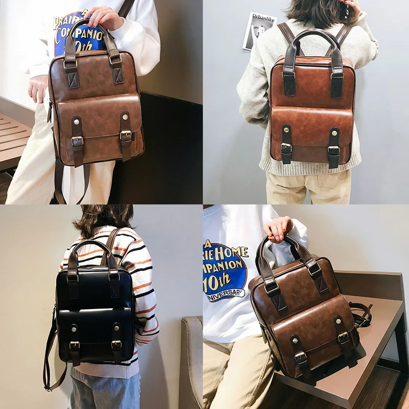 HEFLASHOR Mochila Feminina, противоугонные школьные сумки, водонепроницаемые, для путешествий, в винтажном стиле, для ноутбука, кожаный большой рюкзак для женщин, корейский дизайн