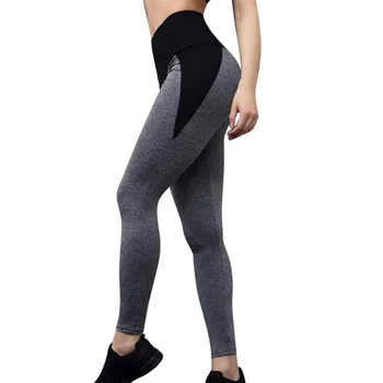 

High Waist Women Yoga Pants Push Up Breathable Fitness Sports Leggings Running Tights Sportswear Slim Gym Clothing Female Gray