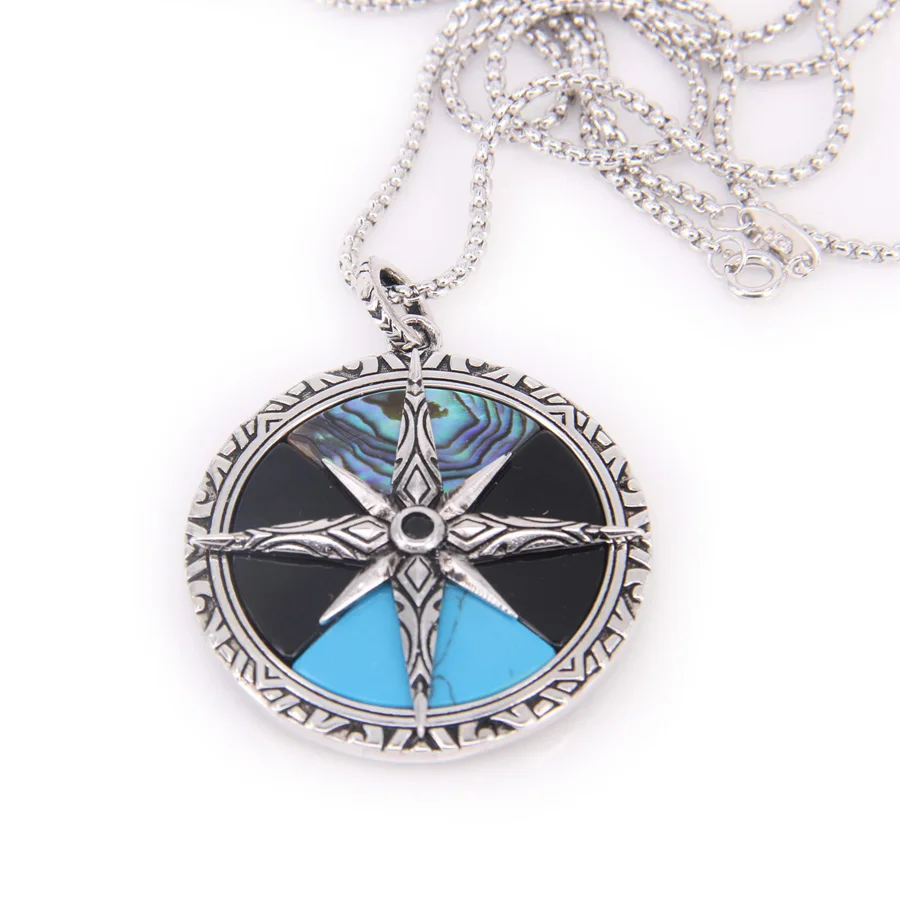 

Thomas PENDANT "COMPASS LARGE" Necklace, Rebel Heart Style Jewelry Gift for Men and Women TS my N119