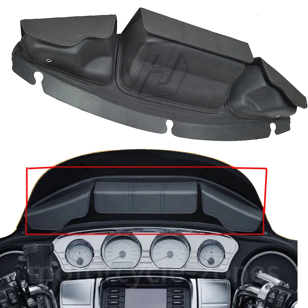 Black Motorcycle 3 Pocket Pouch Windshield Bag Batwing Fairing Bags for