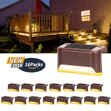 16 шт. ABS Патио Сад Белый теплый открытый светильник лестницы солнечное покрытие яркий светильник IP65 Водонепроницаемый Прочный садовый забор led