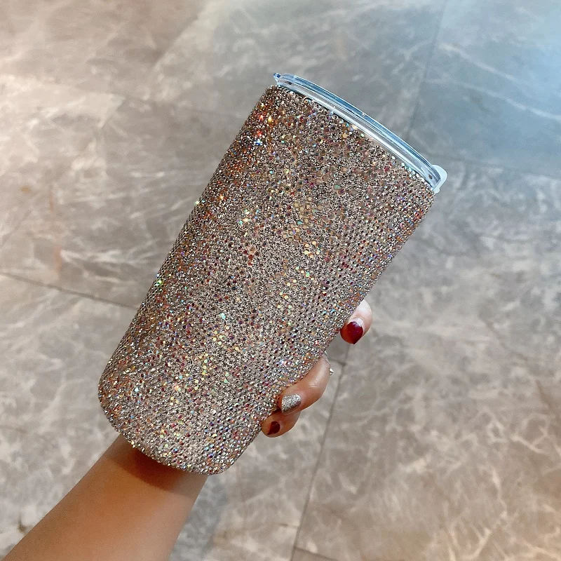 720ml Sparkling Diamond Vacuum Flask Coffee Mug Stainless Steel Portable Rhineston Water Bottle Thermos Car Ice Master Gift | Дом и сад