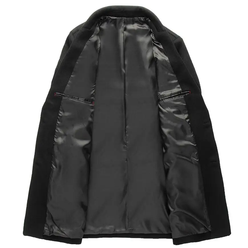 New Brand Men's Fashion Leisure Woolen Jackets Long Windbreaker Man Coats Overcoat for Male Casual Outer Wear Men Clothing S-5XL