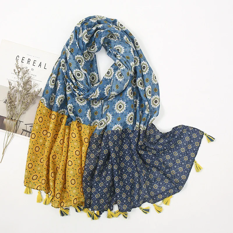 Bufanda de viscosa con borlas florales étnicas africanas mujer, de Pashmina de alta calidad, Hijab musulmán, redecilla|Bufandas de mujer| - AliExpress