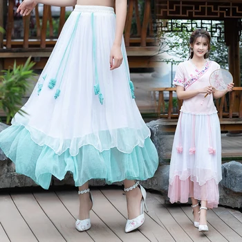 

2020 hanfu women chinese hanfu dress elegant daily student hanfu collar chinese skirt costume blossom chinese skirt