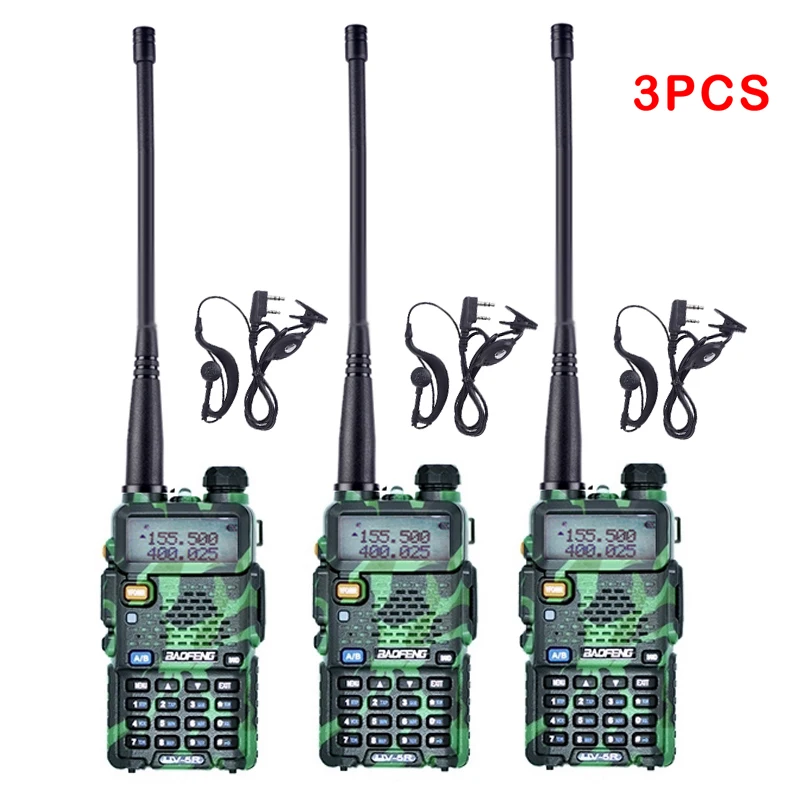 3 шт. Baofeng BF-UV5R Любительское радио портативная рация Pofung UV-5R 5 Вт VHF/UHF радио двухдиапазонное двухстороннее радио UV 5r CB радио - Цвет: UV5R-Green-3pc