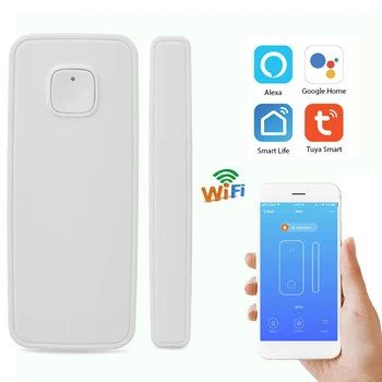 

Wireless Smart WiFi Door Window Sensor Magnetic Detector Lock Door Sensor Alarm APP Control Work Amazon Alexa Google IFTTT