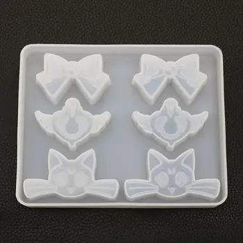 

Cartoon Cat Bowtie Heart Wing Pendant Silicone Mold UV Resin Mold Jewelry Tools