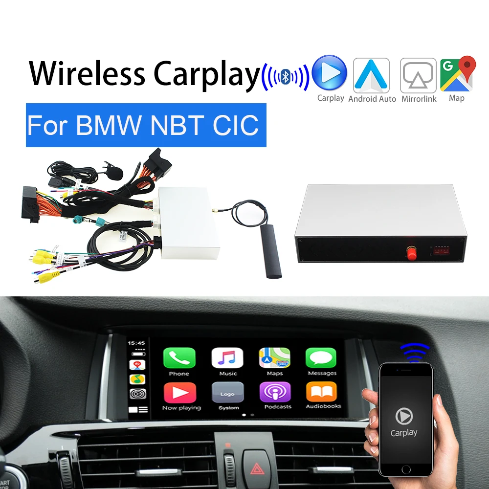 9-Apple Wireless Carplay For BMW I3 X3 F25 F10 CIC NBT System Support MMI Android Auto Upgrade Touch Screen IOS car play Retrofit