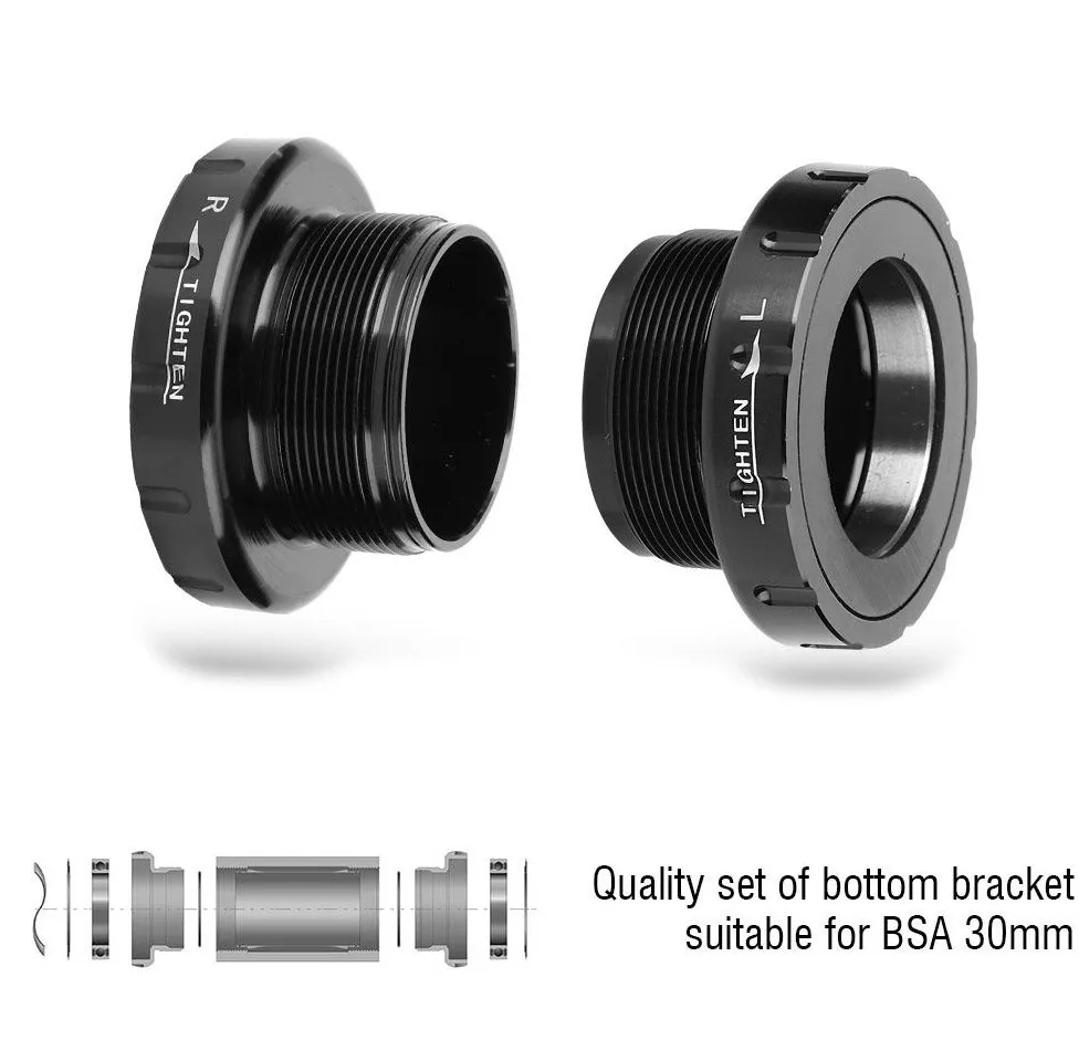 Boîtier De Pédalier BSA30 Fileté Pour Vélo – Axe 30 Mm, Logement 68/73 Mm, Noir