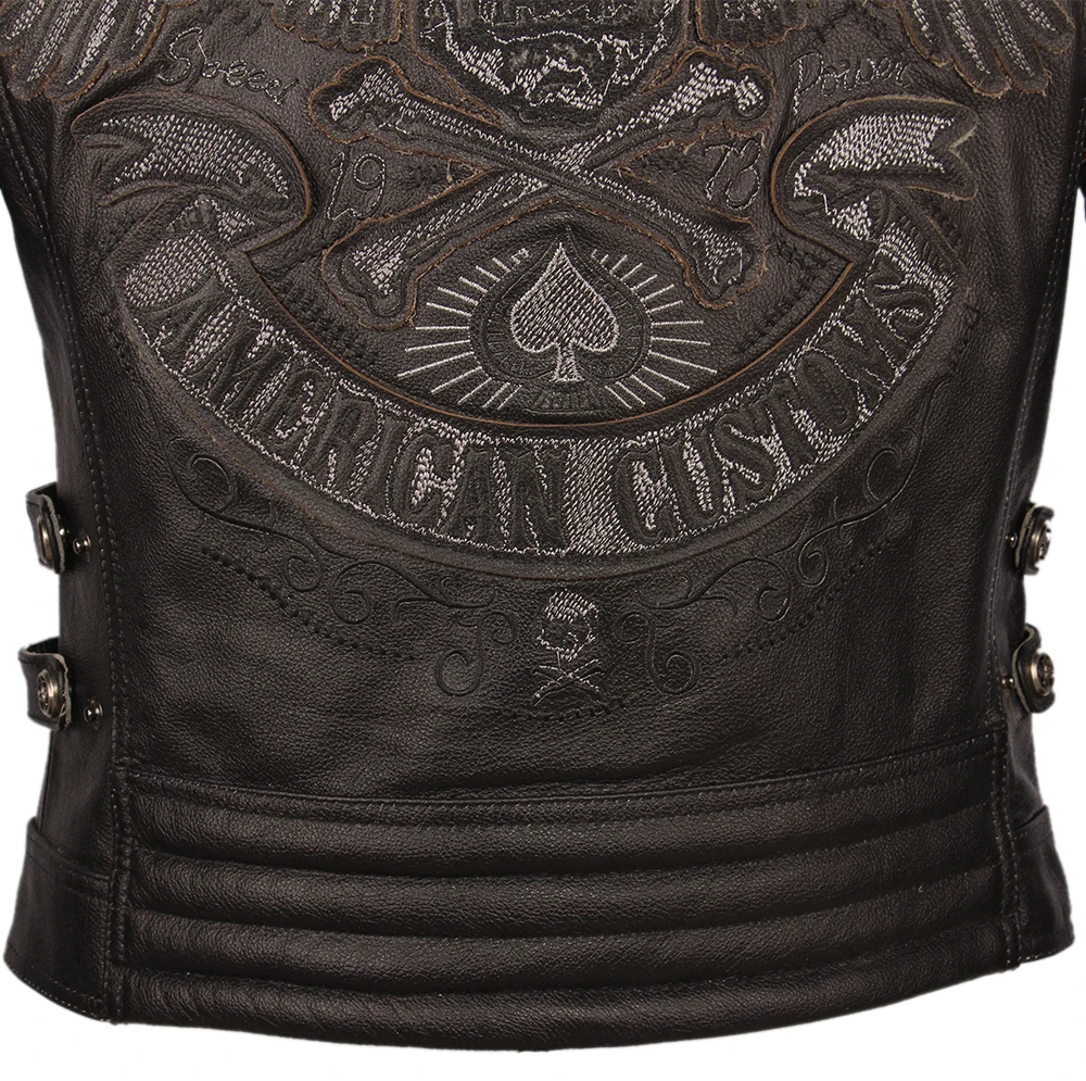 H934ee7e46e67417ea296d6f910c63497d Black Embroidery Skull Motorcycle Leather Jackets 100% Natural Cowhide Moto Jacket Biker Leather Coat Winter Warm Clothing M219