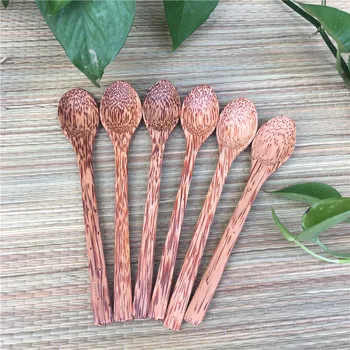 

Wholesale Coconut Spoon 100pcs/lot Natural Wooden Spoons Vietnam Coco for Dessert Salt Etc