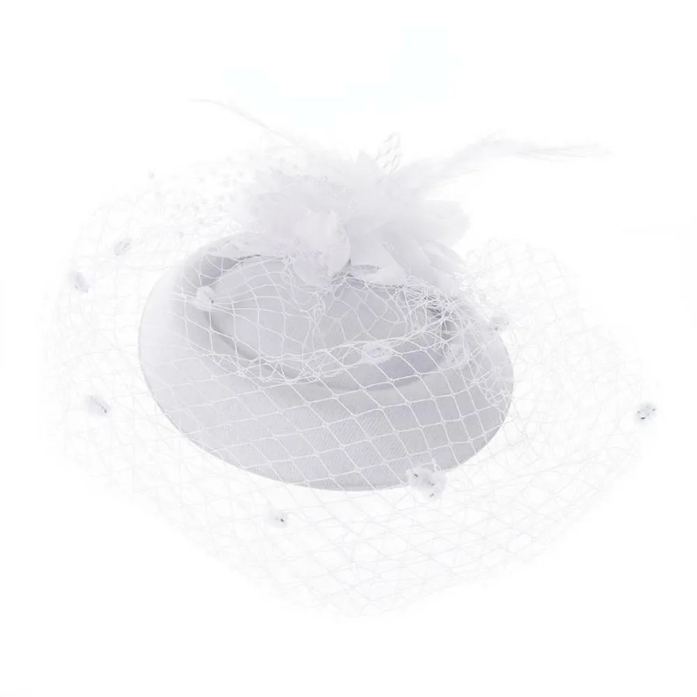 Bride Hat Fedoras Hair Accessories Retro Short Hair Feather Flower Veil Banquet Head Accessories Women's Hats Wedding Ceremony michael jackson fedora