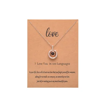 

6pcs Have Card LOVE 100 languages I Love You Chain Necklace Pendant Alloy Jewelry Wholesale