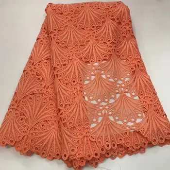 

Latest Orange Nigerian Cord Lace Fabric African Cord Lace Fabrics High Quality 2019 Guipure Voile Lace Mesh Cotton Material
