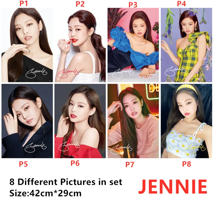 8 шт./лот K-Pop BLACKPINK игрушечные постеры JISOO JENNIE ROSE LISA 8 различных фотографий KPOP Super Stas наклейки размер 42x29 см