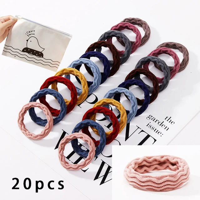 20pcs mix colors 1 10pcs/Set New Women Basic Crude Elastic Hair Bands Ponytail Holder Scrunchie Headband Rubber Bands Fashion Hair Accessories - Цвет: 20pcs mix colors 1