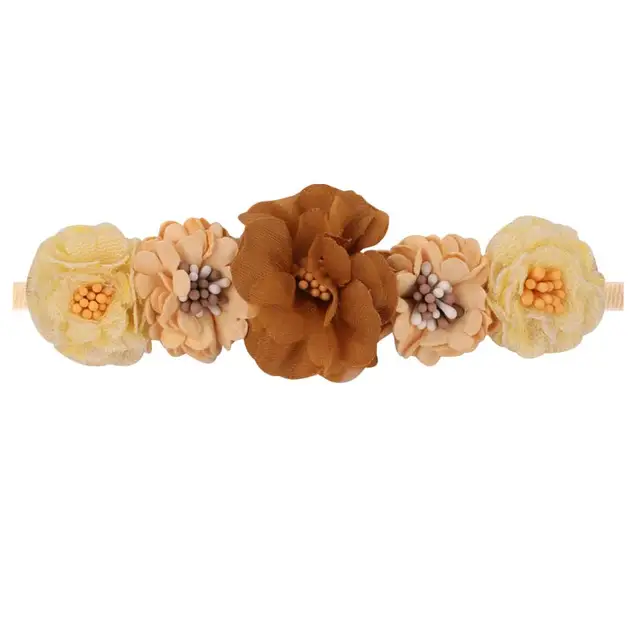 Floral Girls Headbands Newborn Baby Elastic Princess Hairbands Kids Pearl Flower Fresh Style Cute Hair Accessories Diademas 14