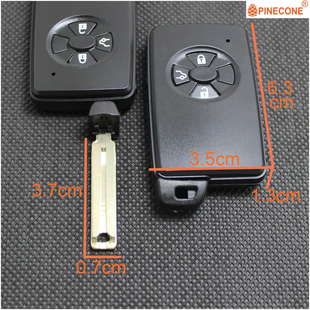 Pinecone для ключа чехол для TOYOTA RAV4 REIZ MARK X Yaris Corolla 3 кнопки Замена Keyless автомобильный смарт ключ-брелок корпус классический черный