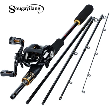 

Sougayilang 2.1m 2.4m Carbon Fiber Fishing Rod and Reel Combos 5 Section Casting Fishing Pole 12+1BB 6.3:1 Reel Fishing Set