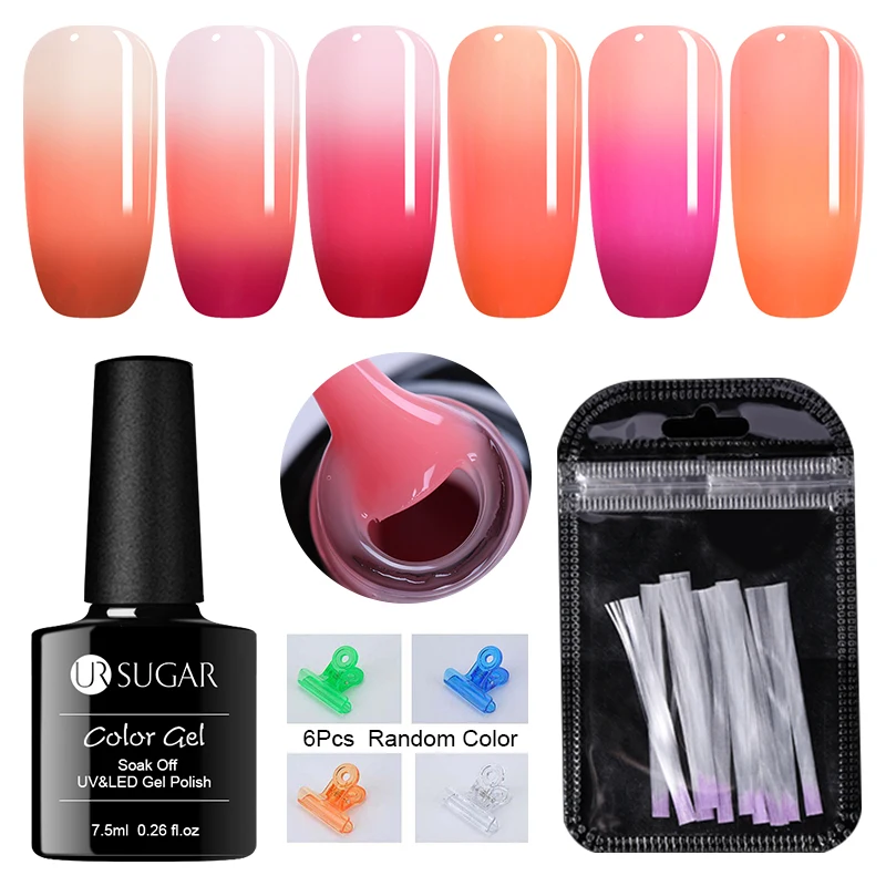 

UR SUGAR Thermal Extention Gel Kits Nail Art French False Tips Color Nail Crystal Uv Gel Fiberglass with File Tool